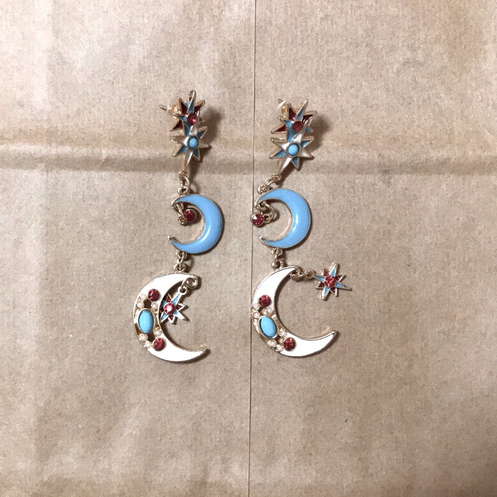 Moon and Stars Fashion Earrings NWOT